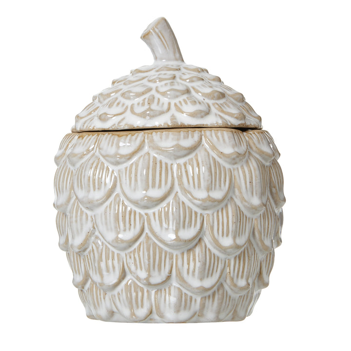 Large Ceramic Pine Cone Trinket Dish With Lid - Reposing