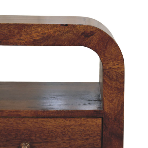 Darcy Chestnut Nightstand with Drawer and open shelf